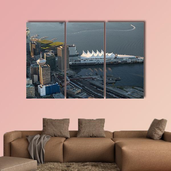 Vancouver Downtown Canvas Wall Art-3 Horizontal-Gallery Wrap-37" x 24"-Tiaracle