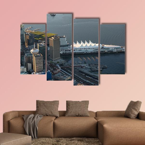 Vancouver Downtown Canvas Wall Art-4 Pop-Gallery Wrap-50" x 32"-Tiaracle