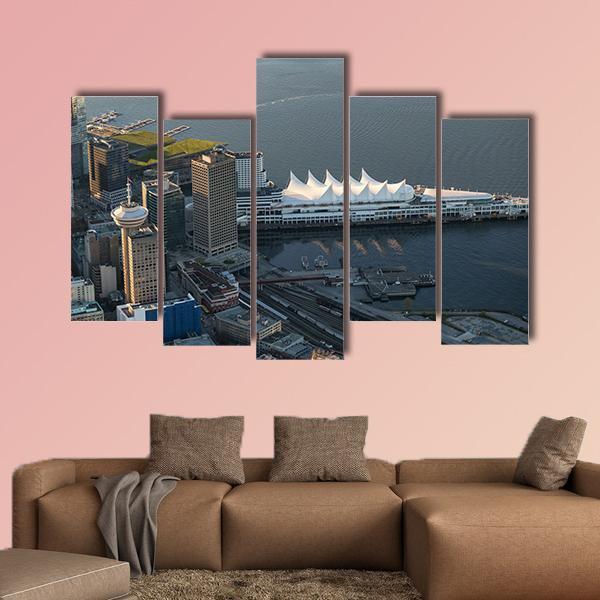 Vancouver Downtown Canvas Wall Art-5 Pop-Gallery Wrap-47" x 32"-Tiaracle