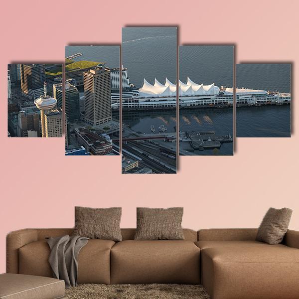 Vancouver Downtown Canvas Wall Art-5 Star-Gallery Wrap-62" x 32"-Tiaracle