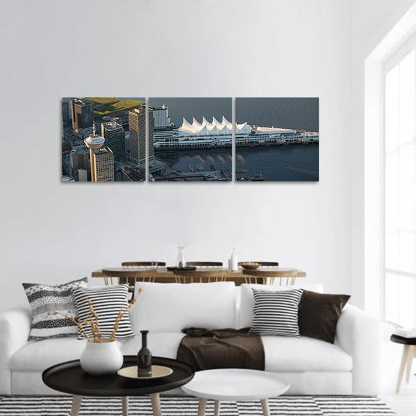 Vancouver Downtown Panoramic Canvas Wall Art-3 Piece-25" x 08"-Tiaracle