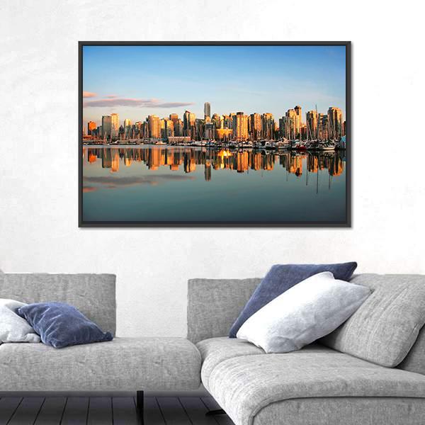 Vancouver Downtown Skyline Canvas Wall Art-3 Horizontal-Gallery Wrap-25" x 16"-Tiaracle