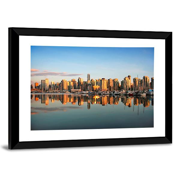 Vancouver Downtown Skyline Canvas Wall Art-3 Horizontal-Gallery Wrap-25" x 16"-Tiaracle