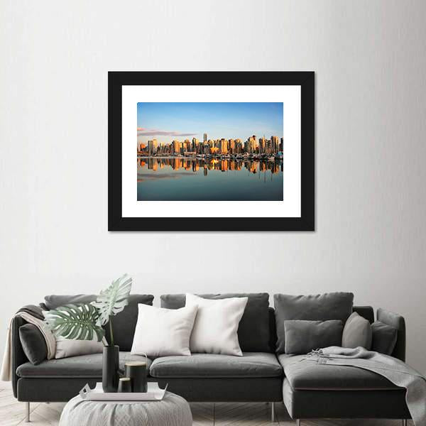 Vancouver Downtown Skyline Canvas Wall Art-5 Horizontal-Gallery Wrap-22" x 12"-Tiaracle