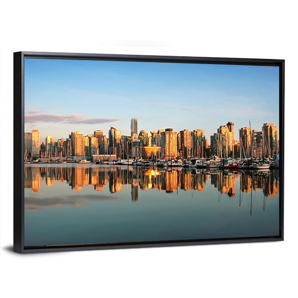 Vancouver Downtown Skyline Canvas Wall Art-5 Horizontal-Gallery Wrap-22" x 12"-Tiaracle