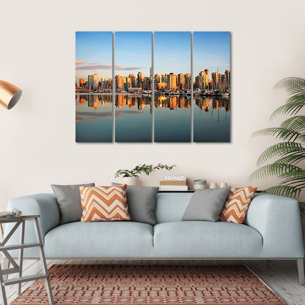 Vancouver Downtown Skyline Canvas Wall Art-4 Horizontal-Gallery Wrap-34" x 24"-Tiaracle