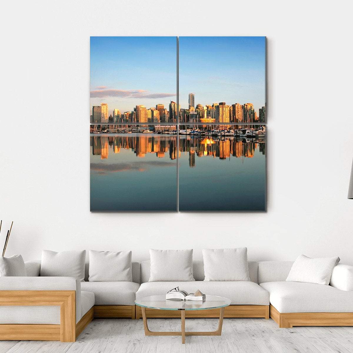 Vancouver Downtown Skyline Canvas Wall Art-4 Square-Gallery Wrap-17" x 17"-Tiaracle