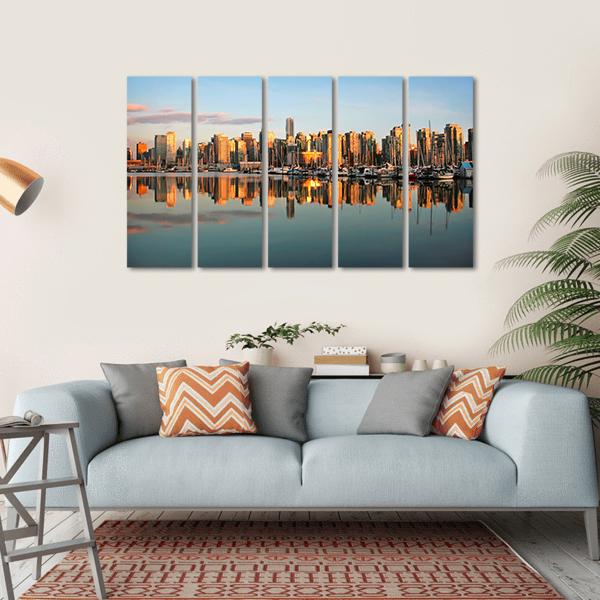 Vancouver Downtown Skyline Canvas Wall Art-5 Horizontal-Gallery Wrap-22" x 12"-Tiaracle
