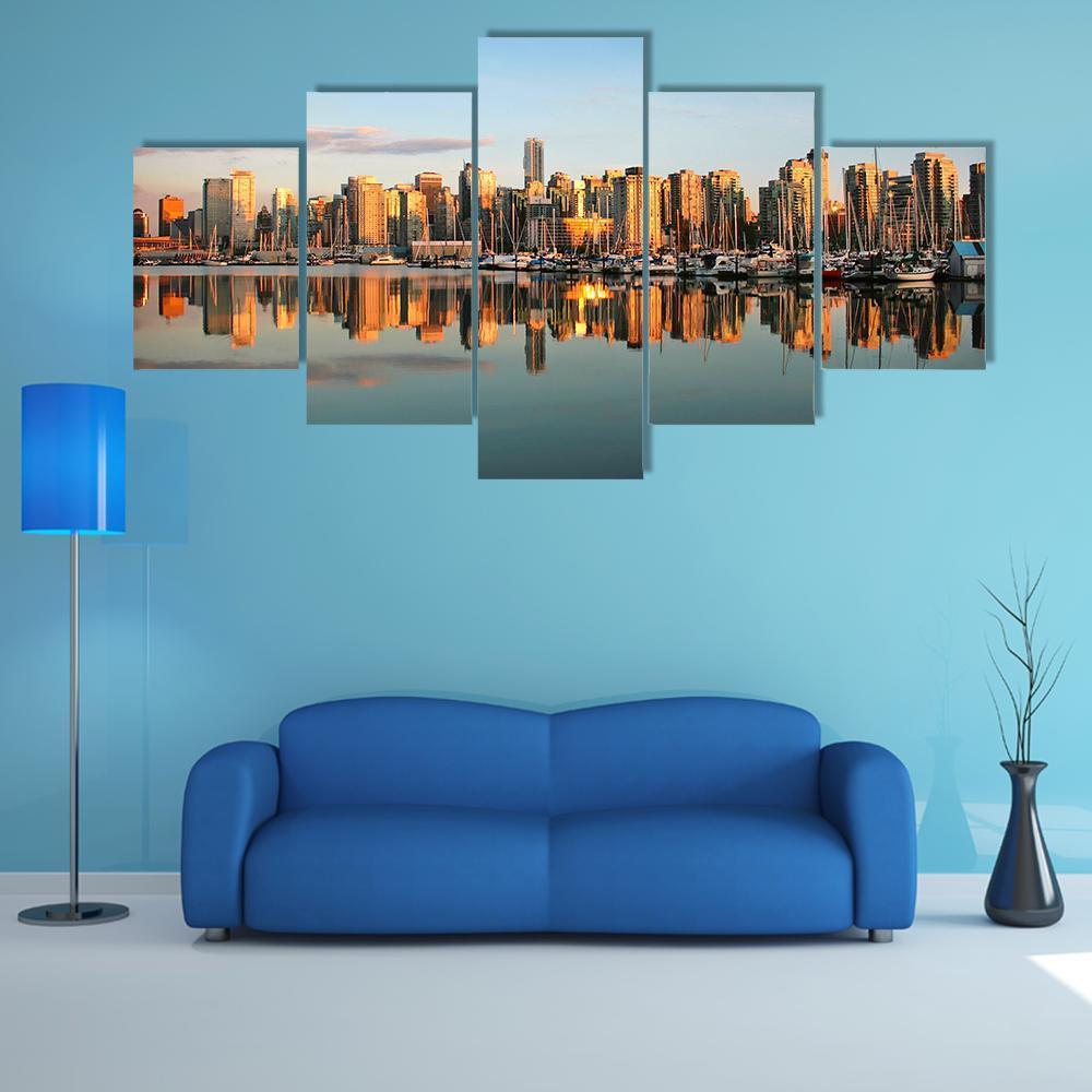 Vancouver Downtown Skyline Canvas Wall Art-1 Piece-Gallery Wrap-48" x 32"-Tiaracle
