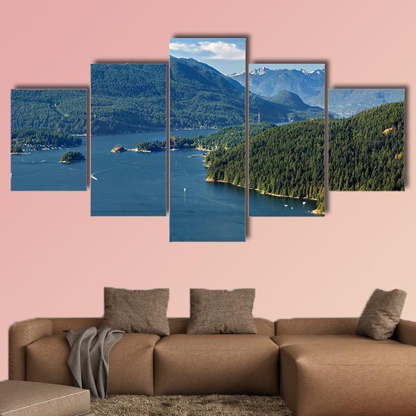 Vancouver Harbor With Mountains Canvas Wall Art-3 Horizontal-37" x 24"-Gallery Wrap-Tiaracle