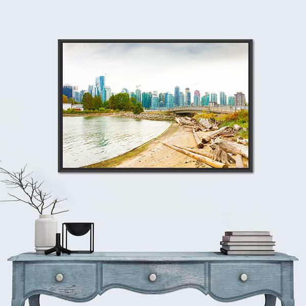 Vancouver On Cloudy Days Canvas Wall Art-1 Piece-Floating Frame-24" x 16"-Tiaracle