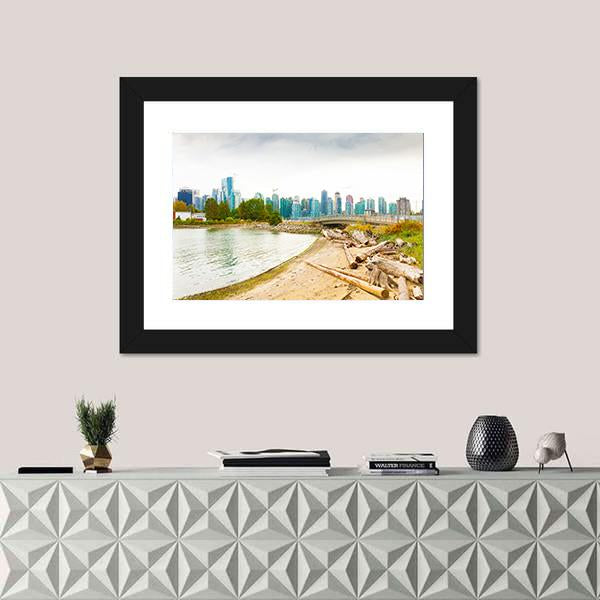 Vancouver On Cloudy Days Canvas Wall Art-1 Piece-Framed Print-20" x 16"-Tiaracle
