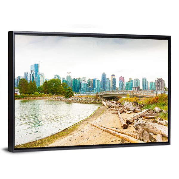 Vancouver On Cloudy Days Canvas Wall Art-3 Horizontal-Gallery Wrap-25" x 16"-Tiaracle