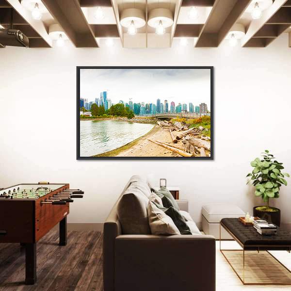 Vancouver On Cloudy Days Canvas Wall Art-3 Horizontal-Gallery Wrap-25" x 16"-Tiaracle