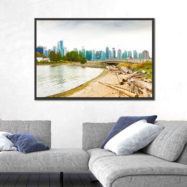 Vancouver On Cloudy Days Canvas Wall Art-3 Horizontal-Gallery Wrap-25" x 16"-Tiaracle