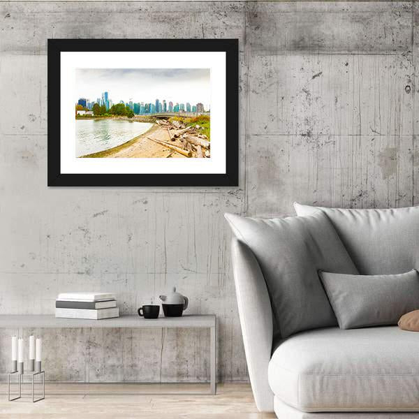 Vancouver On Cloudy Days Canvas Wall Art-3 Horizontal-Gallery Wrap-25" x 16"-Tiaracle