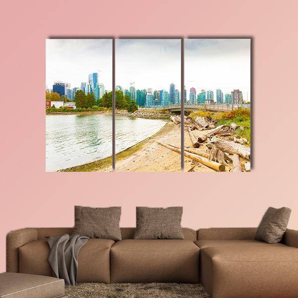 Vancouver On Cloudy Days Canvas Wall Art-3 Horizontal-Gallery Wrap-37" x 24"-Tiaracle
