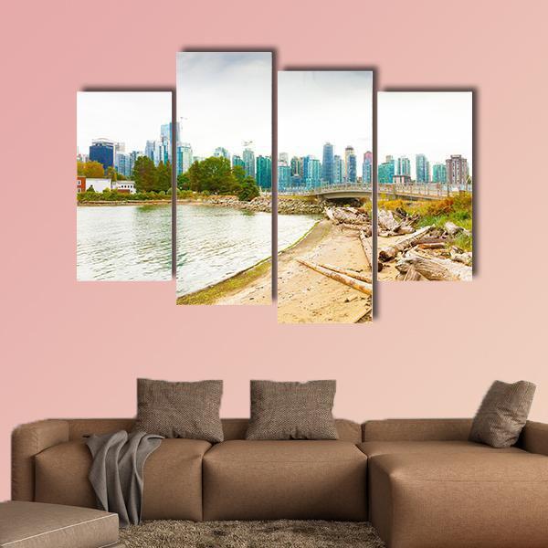 Vancouver On Cloudy Days Canvas Wall Art-4 Pop-Gallery Wrap-50" x 32"-Tiaracle