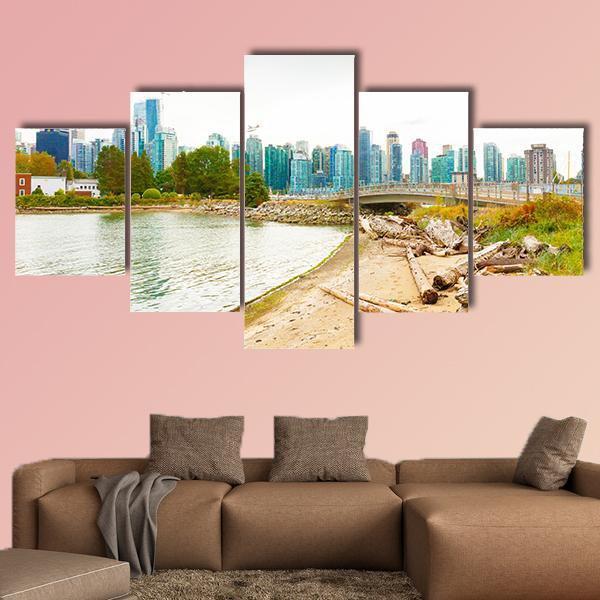 Vancouver On Cloudy Days Canvas Wall Art-5 Star-Gallery Wrap-62" x 32"-Tiaracle