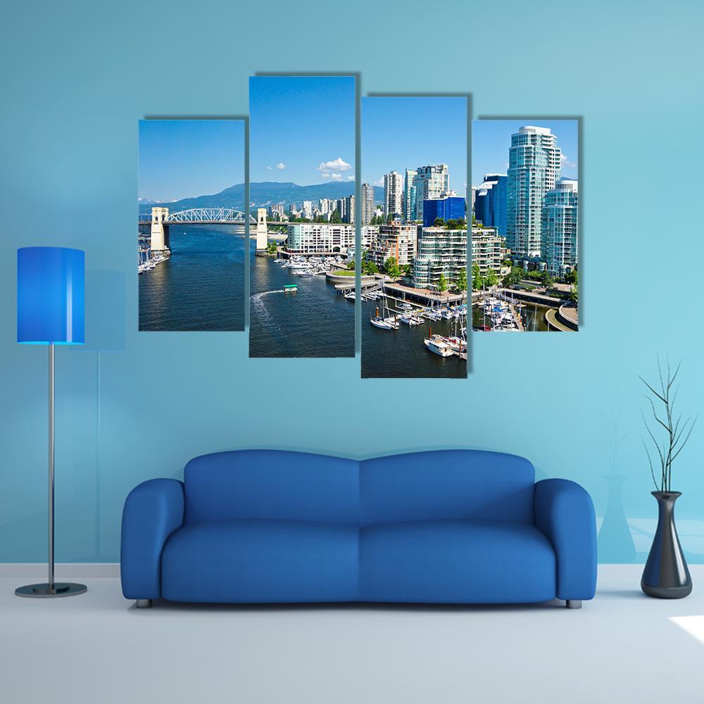 Vancouver Skyline Canvas Wall Art-4 Pop-Gallery Wrap-50" x 32"-Tiaracle