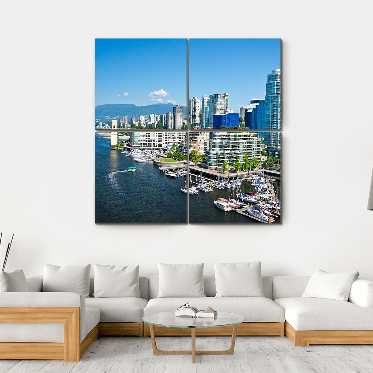 Vancouver Skyline Canvas Wall Art-4 Square-Gallery Wrap-17" x 17"-Tiaracle