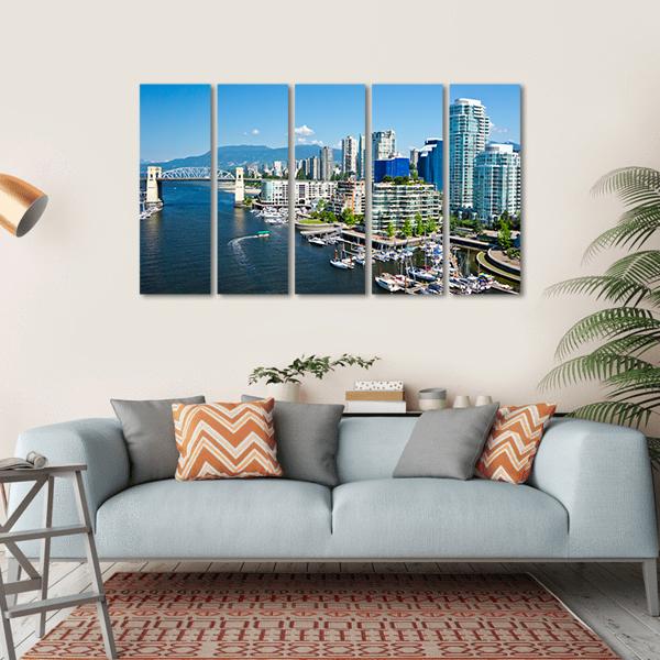 Vancouver Skyline Canvas Wall Art-5 Horizontal-Gallery Wrap-22" x 12"-Tiaracle
