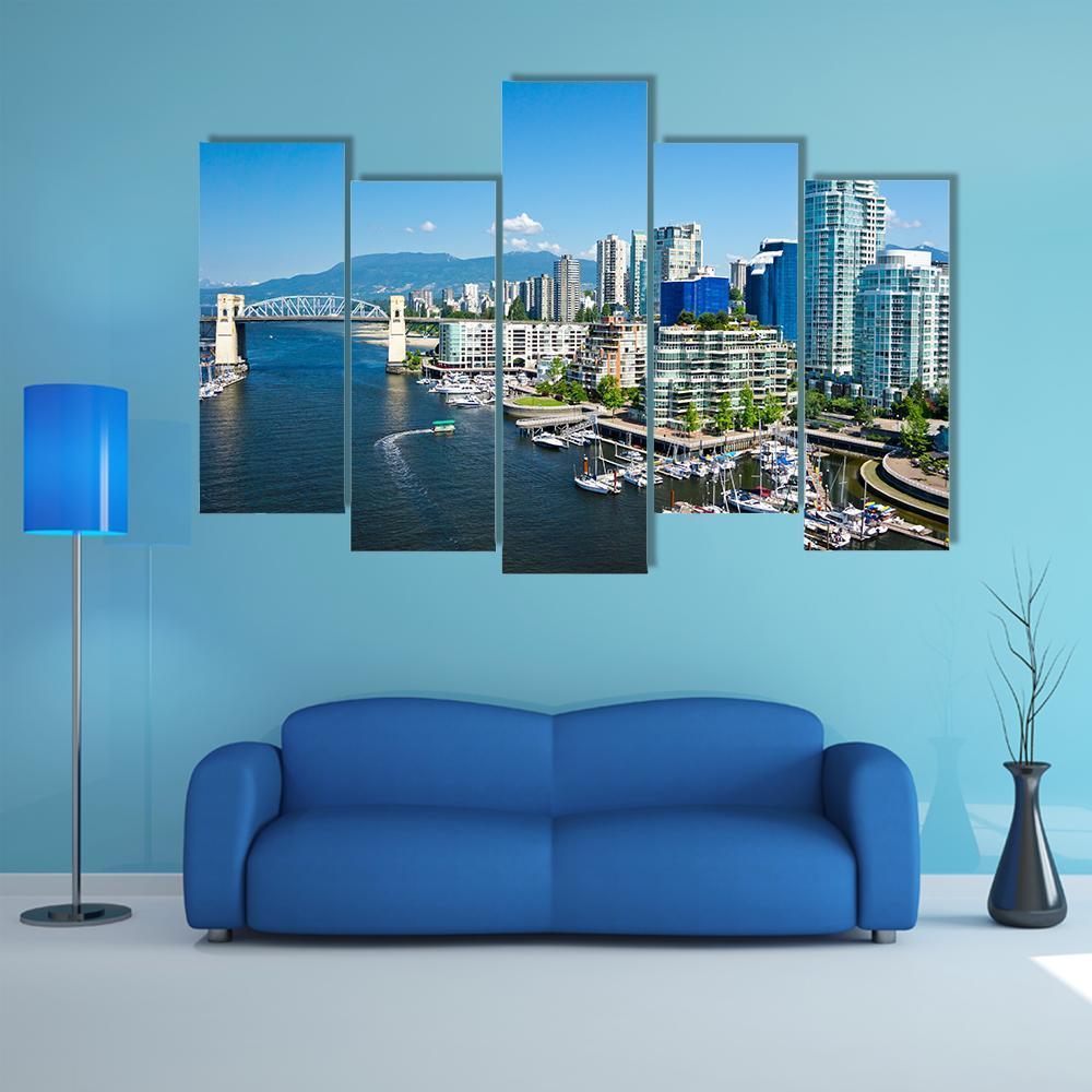 Vancouver Skyline Canvas Wall Art-5 Pop-Gallery Wrap-47" x 32"-Tiaracle