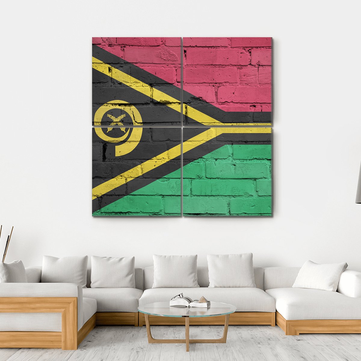 Vanuatu Flag Canvas Wall Art-4 Square-Gallery Wrap-17" x 17"-Tiaracle