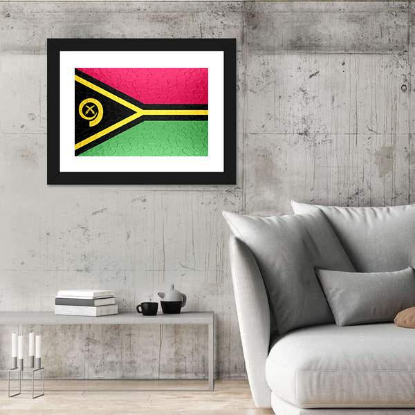 Vanuatu Flag On Metal Texture Canvas Wall Art-5 Horizontal-Gallery Wrap-22" x 12"-Tiaracle