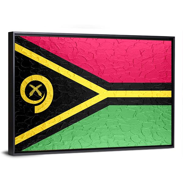 Vanuatu Flag On Metal Texture Canvas Wall Art-5 Horizontal-Gallery Wrap-22" x 12"-Tiaracle