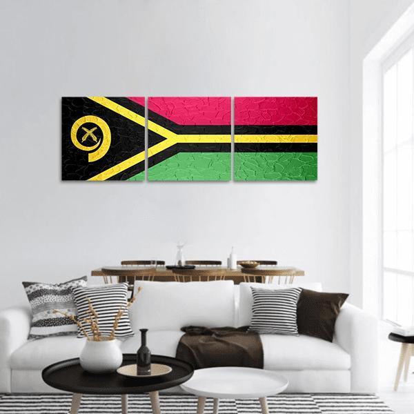 Vanuatu Flag Panoramic Canvas Wall Art-3 Piece-25" x 08"-Tiaracle