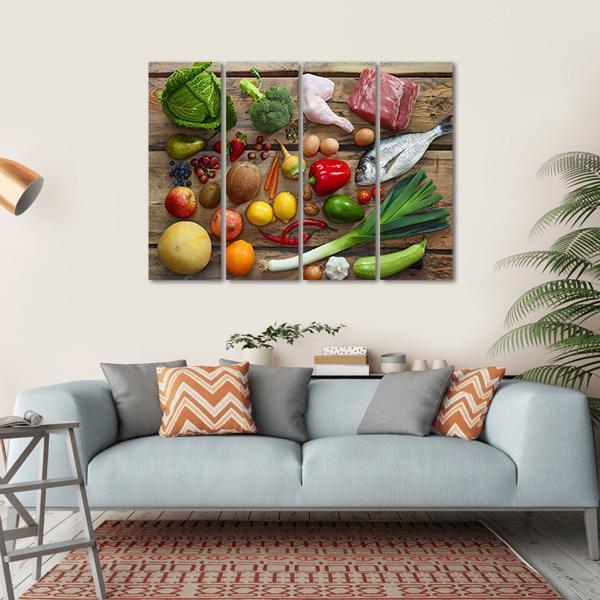 Various Paleo Diet Products On Wooden Table Canvas Wall Art-4 Horizontal-Gallery Wrap-34" x 24"-Tiaracle