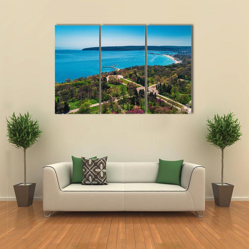 Varna In Spring Time Canvas Wall Art-3 Horizontal-Gallery Wrap-37" x 24"-Tiaracle