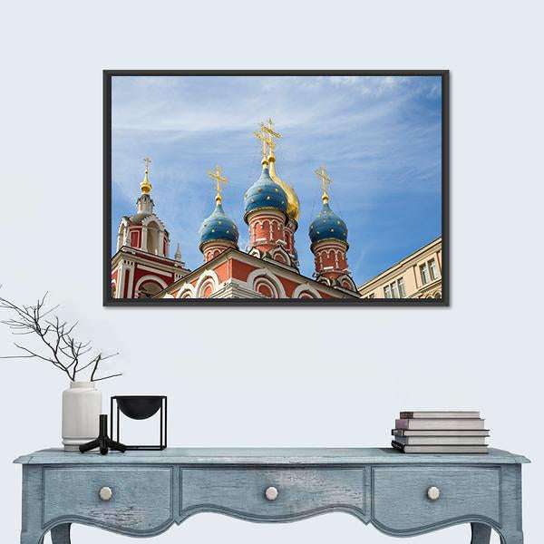 Varvarka Street With Cathedrals And Churches In Russia Canvas Wall Art-1 Piece-Floating Frame-24" x 16"-Tiaracle