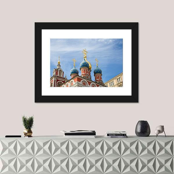 Varvarka Street With Cathedrals And Churches In Russia Canvas Wall Art-1 Piece-Framed Print-20" x 16"-Tiaracle