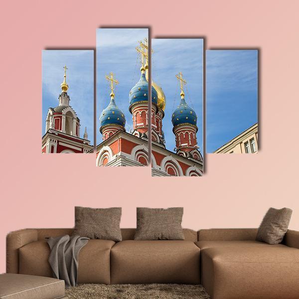 Varvarka Street With Cathedrals And Churches In Russia Canvas Wall Art-4 Pop-Gallery Wrap-50" x 32"-Tiaracle