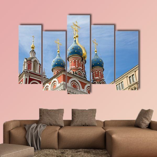 Varvarka Street With Cathedrals And Churches In Russia Canvas Wall Art-5 Pop-Gallery Wrap-47" x 32"-Tiaracle