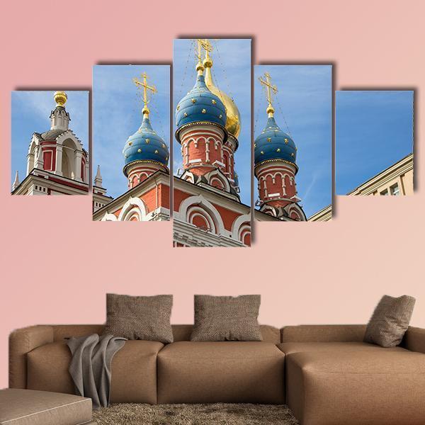 Varvarka Street With Cathedrals And Churches In Russia Canvas Wall Art-5 Star-Gallery Wrap-62" x 32"-Tiaracle