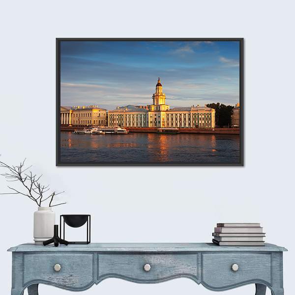 Vasilyevsky Island In Summer Day Canvas Wall Art-1 Piece-Floating Frame-24" x 16"-Tiaracle