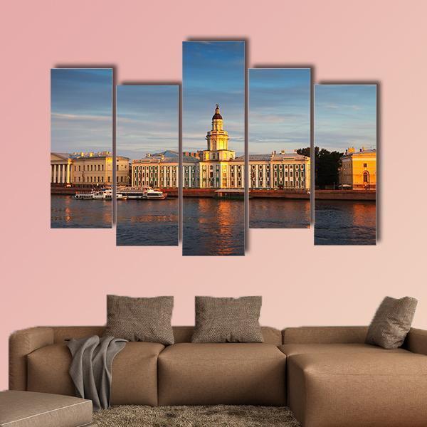 Vasilyevsky Island In Summer Day Canvas Wall Art-5 Pop-Gallery Wrap-47" x 32"-Tiaracle