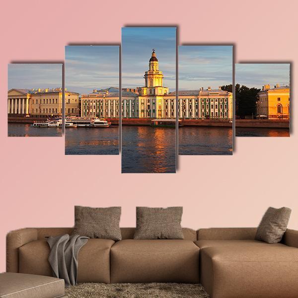 Vasilyevsky Island In Summer Day Canvas Wall Art-5 Star-Gallery Wrap-62" x 32"-Tiaracle