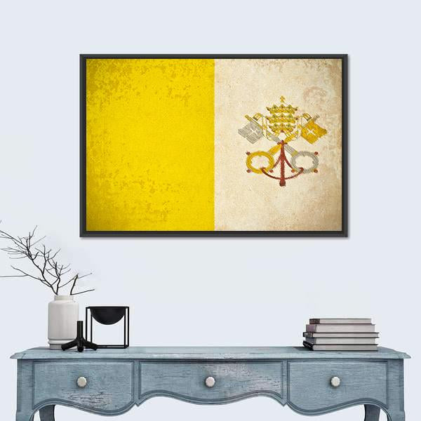 Vatican City Flag Canvas Wall Art-1 Piece-Floating Frame-24" x 16"-Tiaracle