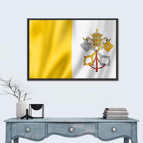 Vatican City Flag Canvas Wall Art-1 Piece-Floating Frame-24" x 16"-Tiaracle