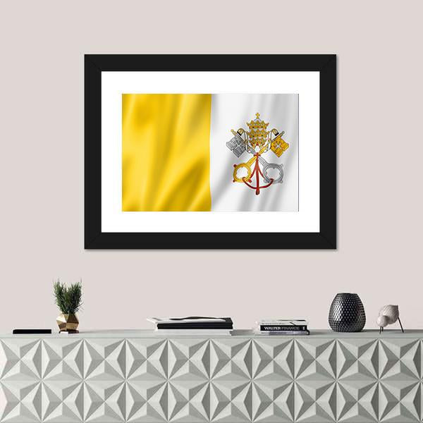 Vatican City Flag Canvas Wall Art-1 Piece-Framed Print-20" x 16"-Tiaracle