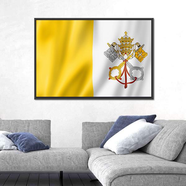 Vatican City Flag Canvas Wall Art-5 Horizontal-Gallery Wrap-22" x 12"-Tiaracle