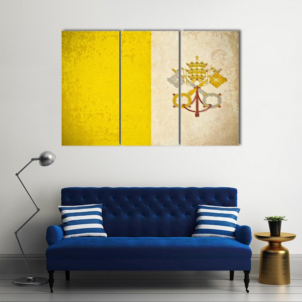 Vatican City Flag Canvas Wall Art-3 Horizontal-Gallery Wrap-37" x 24"-Tiaracle
