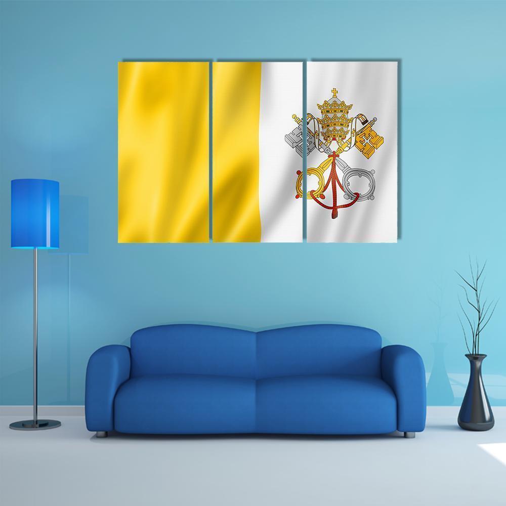 Vatican City Flag Canvas Wall Art-3 Horizontal-Gallery Wrap-37" x 24"-Tiaracle