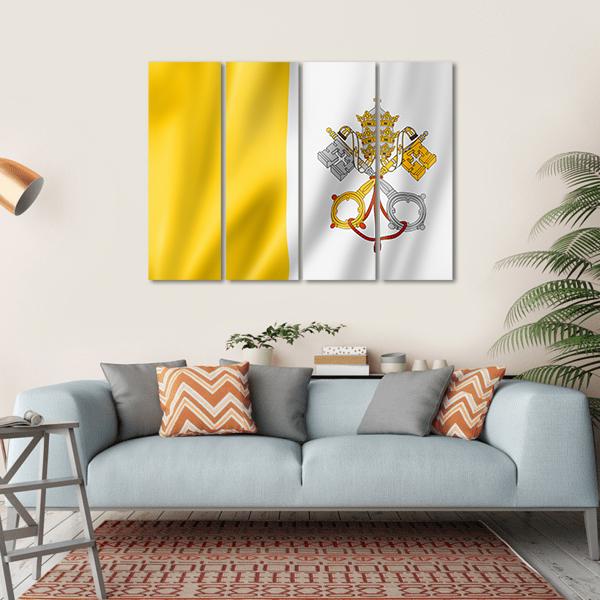 Vatican City Flag Canvas Wall Art-4 Horizontal-Gallery Wrap-34" x 24"-Tiaracle