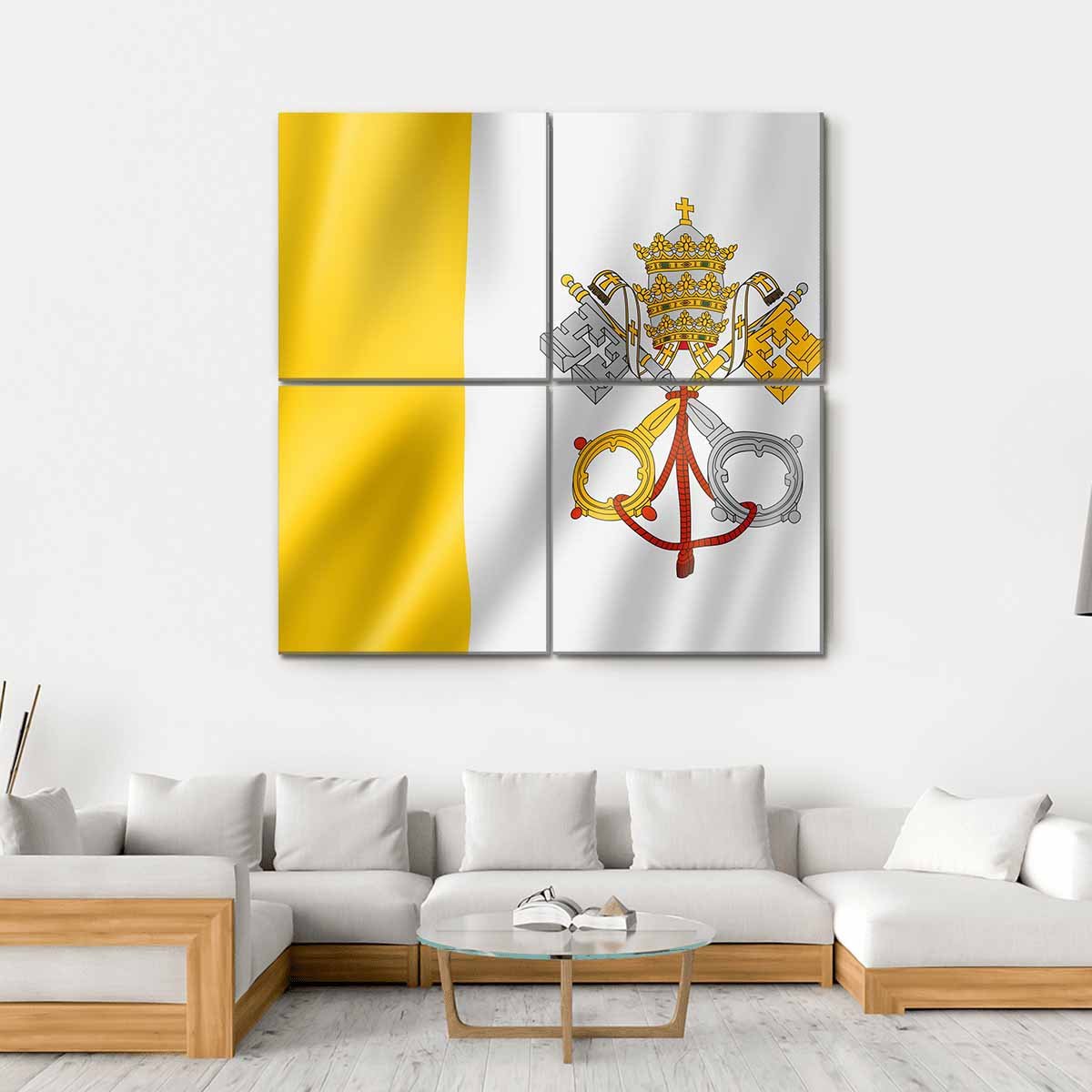 Vatican City Flag Canvas Wall Art-4 Square-Gallery Wrap-17" x 17"-Tiaracle