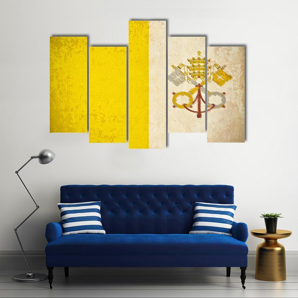 Vatican City Flag Canvas Wall Art-5 Pop-Gallery Wrap-47" x 32"-Tiaracle